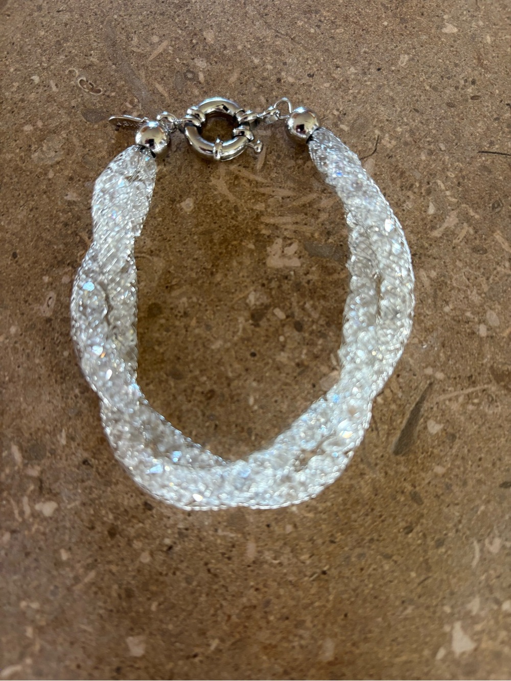 Crystal Braided Silver-Tone Bracelet - Women Jewelry